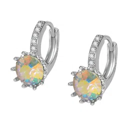 MYKI Silver-Plated Cubic Zirconia Contemporary Drop Earrings image 3