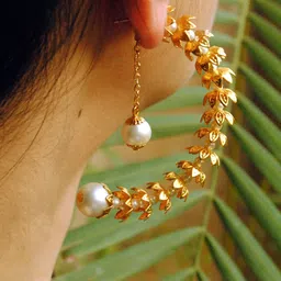 BeAbhika Pearls Beaded Half Hoop Earrings image 2