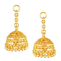 Vighnaharta Set Of 2 Gold-Plated Cubic Zirconia-Studded Dome-Shaped Removable Jhumkas image 4