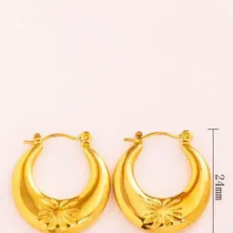 PUTSTYLE Gold-Plated Stainless Steel Vintage Carve Flower Hoop Earrings image 5