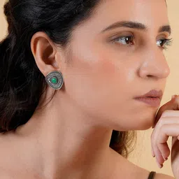 TEEJH Roohi Silver-Plated Contemporary Oxidised Studs image 4