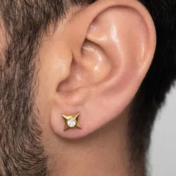 ORIONZ Men 925 Sterling Silver Gold-Plated Square Studs image 5