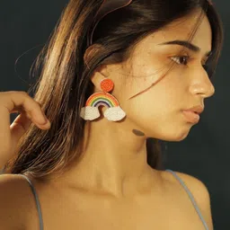 Digital Dress Room Silver Plated Classic Stone Beaded Drop Earrings image 5