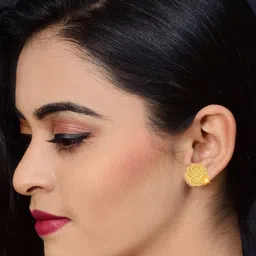 Vighnaharta Gold-Plated Floral Removable Stud Drop Earrings image 3