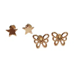 FEMMIBELLA Set of 6 Gold-Plated Stud Earrings image 5