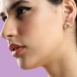 SOHI Gold Plated Floral Shaped Stone Studs Earrings-picture-39