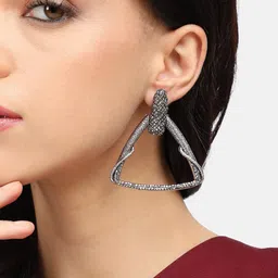 SOHI Silver-Plated Contemporary Studs Earrings image 4