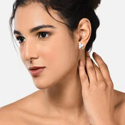 AMI Silver-Toned Contemporary Studs Earrings image 3
