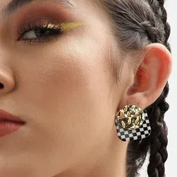 SOHI Gold-Plated Contemporary Studs Earrings-picture-41