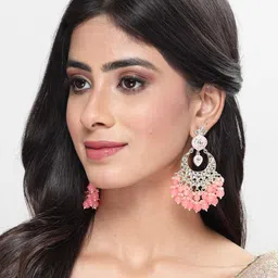 Sukkhi Gold Plated Kundan Studded Contemporary Chandbalis image 3