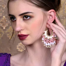 ODETTE Gold-Plated Beaded Contemporary Chandbalis-image-44