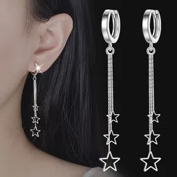 MYKI Silver Plated Contemporary Drop Earrings image 5