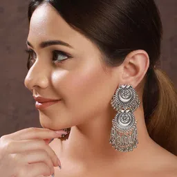 Aadvik Designs Silver-Plated Contemporary Drop Earrings image 3