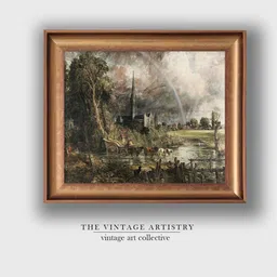 THE VINTAGE ARTISTRY Brown & Green John Constable Poster Print Framed Wall Painting-image-91