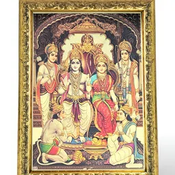 Art Street Gold-Toned & Red God & Goddess Sita Ram Wooden Embossed Table Top Frame image 4