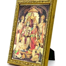 Art Street Gold-Toned & Red God & Goddess Sita Ram Wooden Embossed Table Top Frame image 3