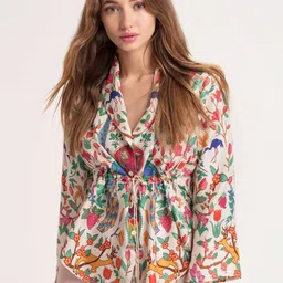 SHAYE Plus Size Cream-Coloured Empire Top-picture-56