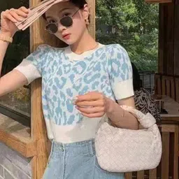 StyleCast Girls Blue Abstract Printed Puff Sleeves Regular Top-image-58