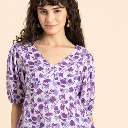 Moomaya Floral Printed Puff Sleeves Top-picture-42