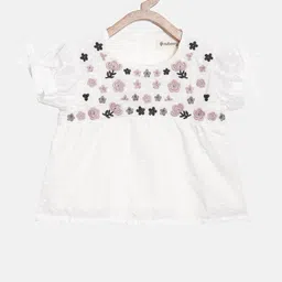 Nuberry White Floral Embroidered Pure Cotton Empire Top-picture-55