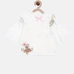 Nuberry Girls White Floral Print Top-picture-32
