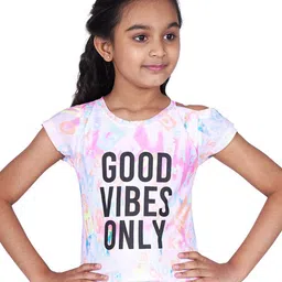 Tiny Girl Girls Pink & White Typography Printed Top-picture-29
