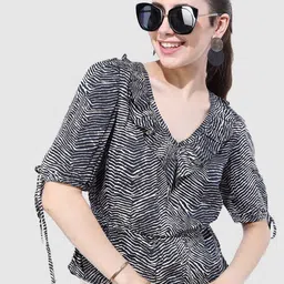 Freehand by The Indian Garage Co Animal Print Peplum Crop Top-picture-10