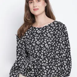 DRAAX Fashions Floral Printed Puff Sleeves Twisted Top-picture-27