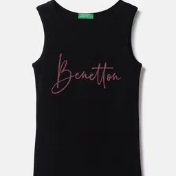 United Colors of Benetton Girls Round Neck Typographic Printed Cotton Top-picture-43