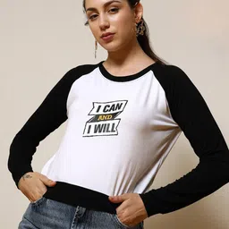 campus sutra Campus casual tops Typography Printed Round Neck Top-picture-14