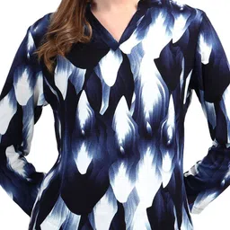 NKSA FASHION Geometric Print Mandarin Collar Regular Top image 3