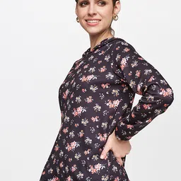 AND Women Black & Peach Floral Print Top image 3