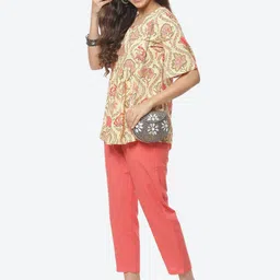 Rangriti Green & Beige Floral Print Top image 4