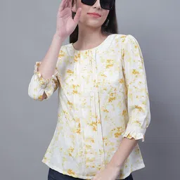 Cantabil Abstract Print Ruffled Sleeve Top image 2