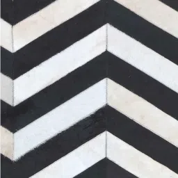 dazzhome Black Hair On Leather Chevron Hand Woven 9ftx12ft Carpet image 4