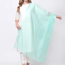 Dupatta Bazaar Sea Green Striped Dupatta-picture-10