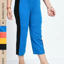 IndiWeaves Girls Pack Of 4 Striped Pure Cotton Capris-picture-15