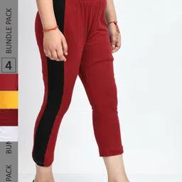 IndiWeaves Girls Pack of 4 Mid-Rise Cotton Capris-picture-27