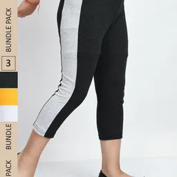 IndiWeaves Girls Pack Of 3 Striped Pure Cotton Capris-picture-19