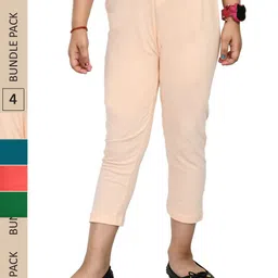 IndiWeaves Girls Pack Of 4 Pure Cotton Capris-image-48