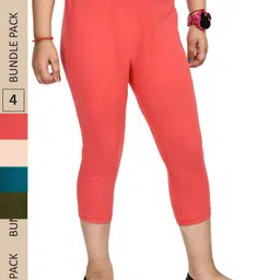 IndiWeaves Girls Pack Of 5 Pure Cotton Capris-image-34