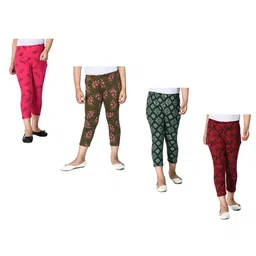 IndiWeaves Girls Pack of 4 Printed Pure Cotton Capris-picture-50