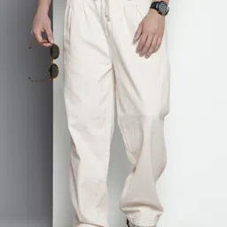 the indian garage co. Men Relaxed Fit Mid Rise White Jeans image 1