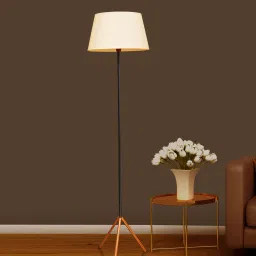 kapoor lampshades Mizuko White Fabric Shade Tripod Floor Lamp With Metal Base image 1