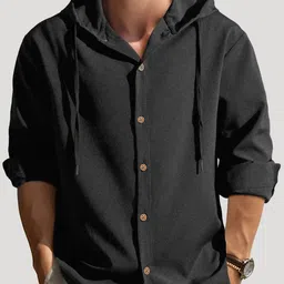 Men Printed Hooded Neck Cotton Blend Grey T-Shirt-image-15