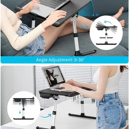 saiji Adjustable Bed Tray & Storage (L) Metal Portable Laptop Table image 2