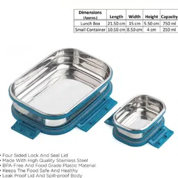 blluex Stainless Steel Leak Proof, Airtight Lunch Box/Tiffin Box for Office, School 4 Containers Lunch Box image 5