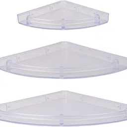 utkarsh Set Of 3 Pcs Bathroom Side Corner Wall Shelf/Shelves Set Plastic Wall Shelf-picture-10