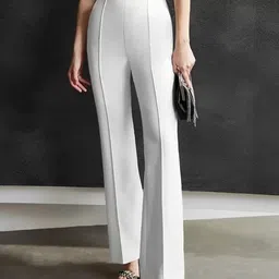 tykun Women Regular Fit White Cotton Blend Trousers-picture-14