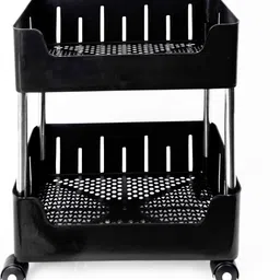 dm plus Multi-Purpose Plastic Storage Organizer 2-Tier Rack with Wheel Bathroom & Office Plastic Kitchen Trolley image 3